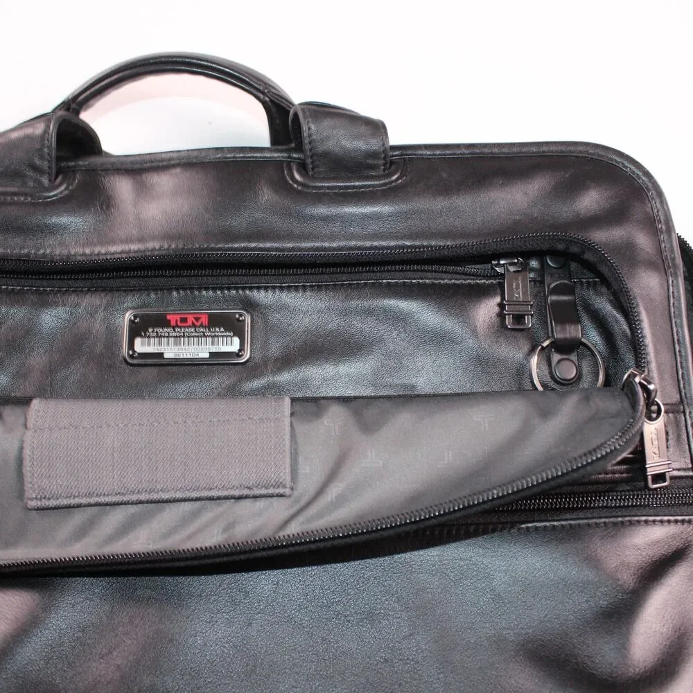Tumi 96111D4 Black Genuine Leather Business Briefcase Laptop Bag Great Condition